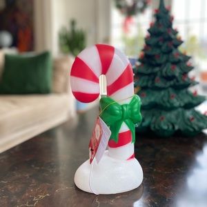 11” BLOW MOLD CANDY CANE lights up! (btrys included) NEW w/tag Merry Christmas!